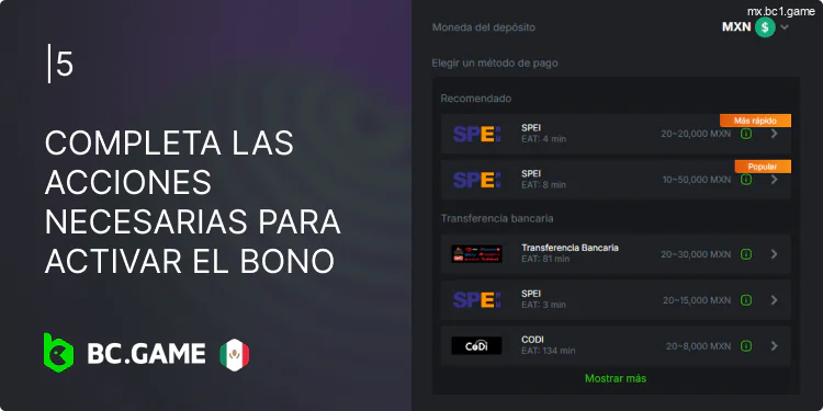 Completa las acciones necesarias para activar las recompensas de BC.Game