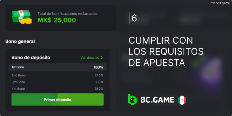 Cumple los requisitos de apuesta de BC.Game para retirar el bono en MXN