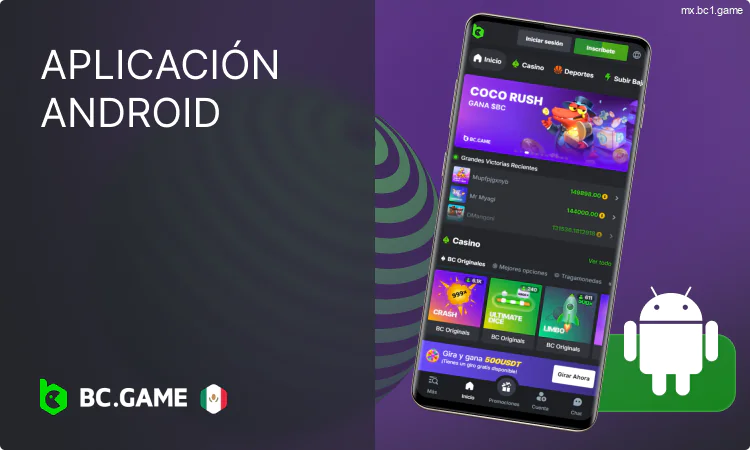 Aplicación móvil BC.Game para Android