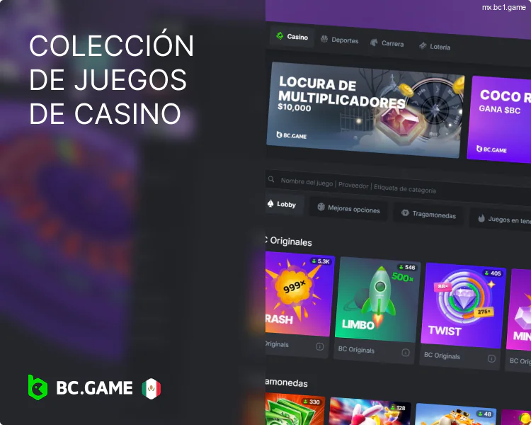 Una variedad de juegos de casino en BC.Game México