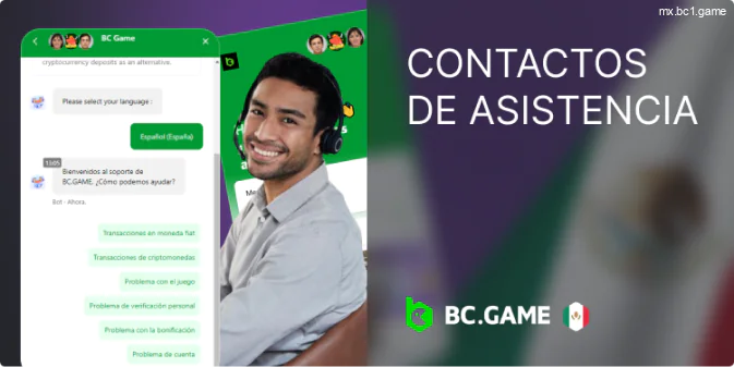 Método para contactar con BC Game