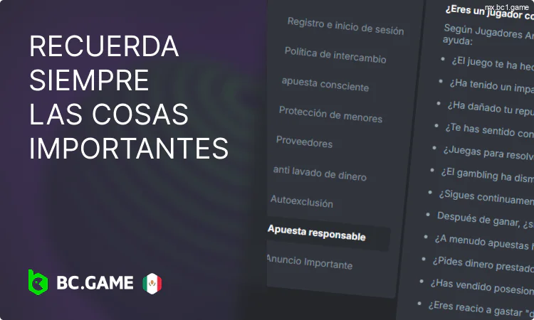 Lo más importante en el juego responsable BC.Game