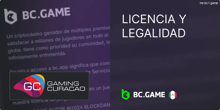 Licencia y legalidad de BC.Game casino México