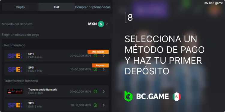 Deposite dinero en su cuenta BC.Game