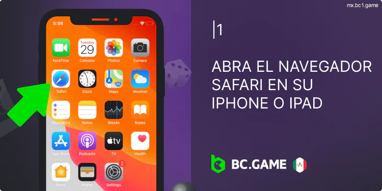 Abre el navegador Safari en tu iPhone