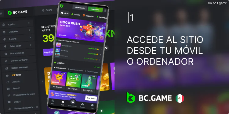 Visita el sitio web de BC.Game México